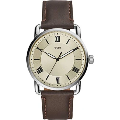 Imagen de Fossil Reloj para hombre Copeland 42mm, movimiento de cuarzo, caja 42mm acero inoxidable plateado con correa piel, FS5663