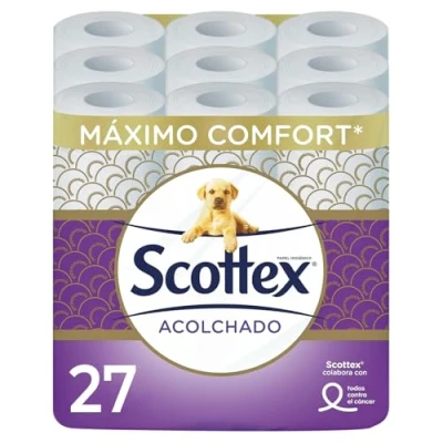 Imagen de SCOTTEX Papel Higiénico Acolchado 27 Rollos con 3 Capas de Confort y Suavidad