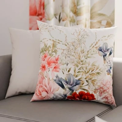 Imagen de PETTI Artigiani Italiani Par de fundas cojín 30 x cm microfibra, cojines decorativos para dormitorio, sofá, salón, juego 2 cojín, funda almohada floral azul, 100% Made in