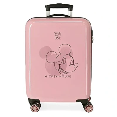 Imagen de Disney Mickey Outline Maleta de cabina Rosa 38x55x20 cms Rígida ABS Cierre combinación lateral 34L 2 kgs 4 Ruedas dobles Equipaje Mano