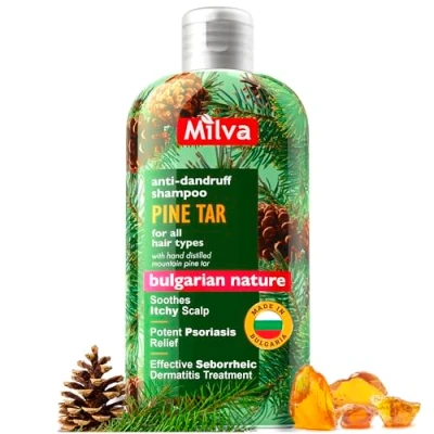 Imagen de Milva Champu para Dermatitis Seborreica Alquitrán de Pino 200 ml Natural Champú Anticaspa Psoriasis Hombre Shampoo Cuero Cabelludo Seco y Escamoso Picor
