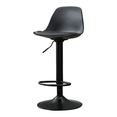 Imagen de Taburete de Bar con Respaldo,Silla Comedor,Altura Ajustable,Giratorio,38x40x(85 105) cm,Color Negro Mate
