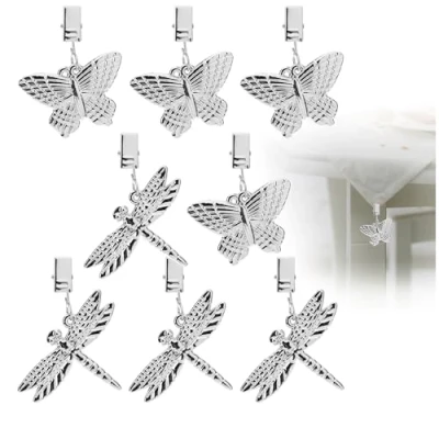 Imagen de com four® 8X Pesos para manteles en Forma de libélulas y Mariposas Pinzas Aprox. 35g Cada uno Mantel (Color Plata)