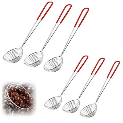 Imagen de 6 Piezas Espumadera pequeña de Acero Inoxidable, Alambre Colador para Freír Alimentos, Malla Fina Olla Caliente, 29 CM y 27