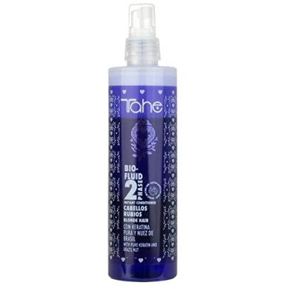 Imagen de Tahe Bio Fluid Acondicionador Matizador 2 Phase sin Aclarado para Cabellos Rubios con Queratina Pura y Nuez de Brasil, 300 ml