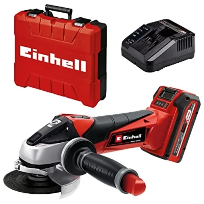Imagen de Einhell Amoladora angular con batería TE AG 18/115 Li Kit Power X Change (18 V, 115 mm diámetro de disco, 28 profundidad corte, incl. 3,0 Ah y cargador), Rojo