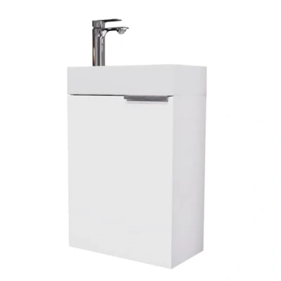 Imagen de Planetmöbel Lavabo con Mueble bajo 40cm en Roble Dorado y Grifo Cromo, Conjunto de Muebles baño para Cuarto baño, Aseo Invitados