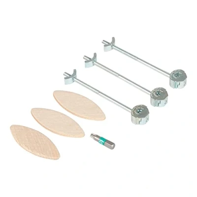 Imagen de Trend ZIPBOLT Kit de Conexión para Encimeras Laminado Compacto, Grosor 12 15mm, Acero Zincado, Incluye Broca Torx T25 y Galletas Nº20, ZIP/20/100/3