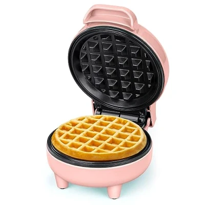 Imagen de SNAILAR Gofrera Mini, ‎550Ｗ Waffle Maker, Pequeña Para Gofres, Antiadherente, Mango Cool Touch, Diseño Compacto, Temperatura Automática, Rosado