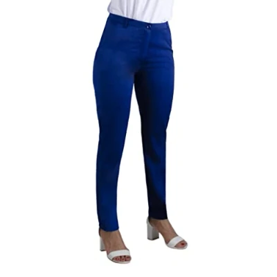 Imagen de Pantalón de Vestir Mujer con Estampado Sólido. Elegante Tiro Medio y Corte Recto Ajustado para Trabajo, Oficina, Camarera, Dependiente. (93% Poliéster 7% Elastano)