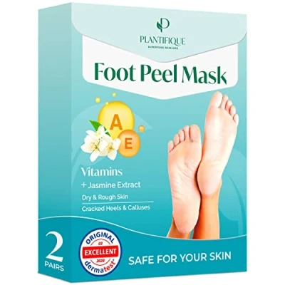 Imagen de PLANTIFIQUE Mascarilla Exfoliante Pies Vitaminas, 2 Pares Calcetines Exfoliantes Peeling Durezas y Callos Eliminar Crema Secos Agrietados, Foot Mask Cuidado