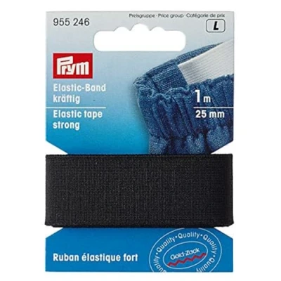 Imagen de Prym Banda elástica Fuerte de 25 mm, Color Negro, 72% PES 28% ED, 72 28