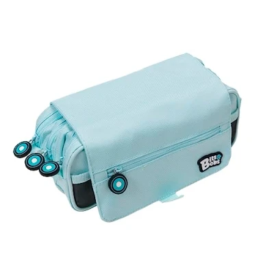 Imagen de Grafoplás Estuche Escolar Tres Compartimentos con Solapa Azul Claro bits&amp;Bobs Colores Soft 23x10x10cm Incluye Horario y Zona Identificación