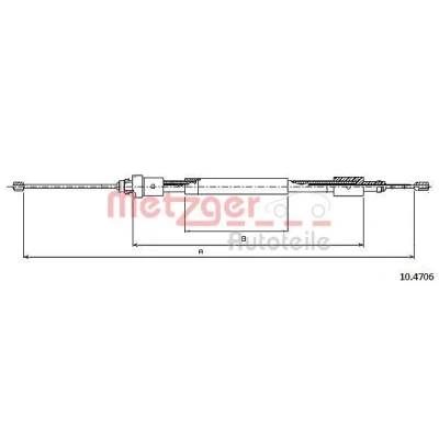 Imagen de METZGER 10.4706 Cable de Freno Mano Atrás derecha 1818/1480 COFLE PEUGEOT: Partner I Combispace, Furgón