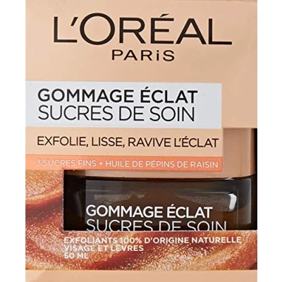 Imagen de L’Oréal Paris Gommage éclat pour le visage et les lèvres Sucres de soin 50 ml
