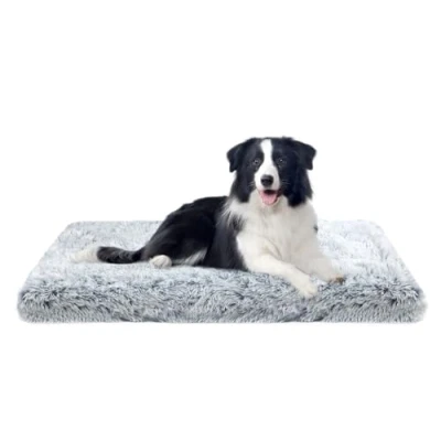 Imagen de MDDK DY Cama Perro Grande, Desenfundable y Lavable, Mullido, Felpa Larga, Fondo Antideslizante Perro, Colchoneta Grande Gris Ombré 100 x 60 10 cm