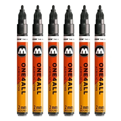 Imagen de Molotow One4All 127HS #225 Rotulador, 6 unidades, 2 mm, color negro metálico mm