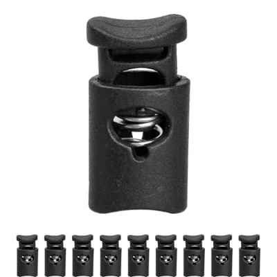 Imagen de tope para cordón, 10 unidades, Negro, cordones de hasta 7 mm diámetro, chaqueta, ropa, mochila, cordón goma, cierre rápido, deslizamiento, Tanka, Ø mm,