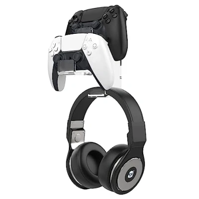 Imagen de MoKo Soporte para Controlador de Juegos, Pared Universal Auriculares Compatible con Steam, PS3, PS4, PS5, Xbox 360, PC, Switch, Gancho Acrílico Dual, Transparente