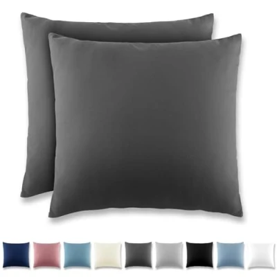 Imagen de REDKEY Funda Almohada Juego de 2 Fundas Almohadas 65x65 cm, con Cremallera Oculta, Transpirable Suave Antiarrugas Microfibra Gris Oscuro