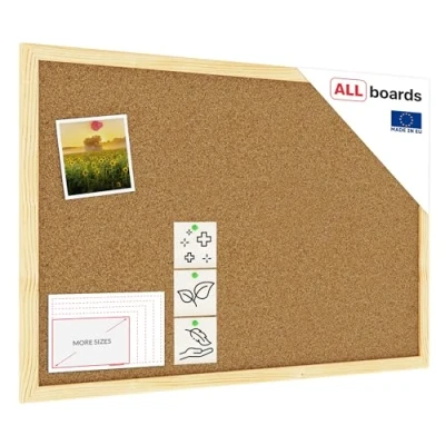 Imagen de ALLboards Tablón de Corcho con Marco Madera 60x40cm, Anuncios
