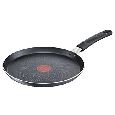Imagen de Tefal C38510 XL Force Sartén para crepes, 25 cm, revestimiento antiadherente, resistente, señal térmica, base difusora, forma extra ancha, mango estable, color negro