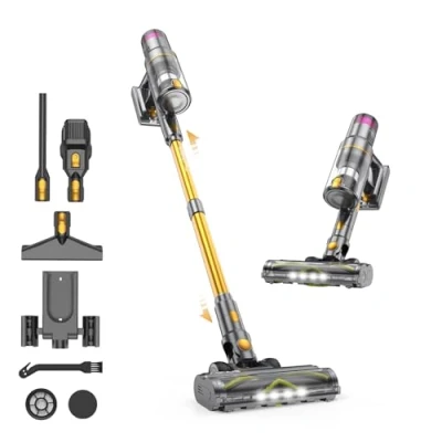 Imagen de aonus Aspiradora sin Cable 45KPa 580W, Modo Automático hasta 70Min, Escoba Potente con Pantalla Táctil LED, Cepillo Anti Enredo para Pelos de Mascotas, Alfombras y Suelos Duros