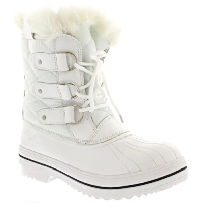 Imagen de Holly Mujer Nieve Bota Nylon Corto Lluvia Caliente Impermeable Botas Blanco 41