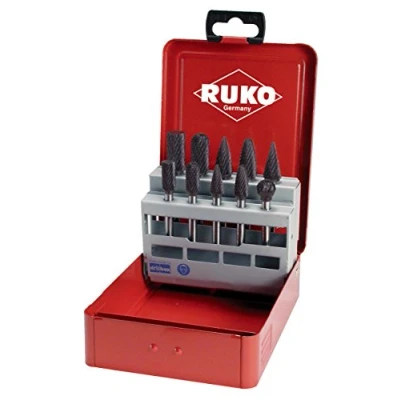 Imagen de Ruko 116003TC Juego de 10 fresas metal duro TiCN con vástago 6 mm