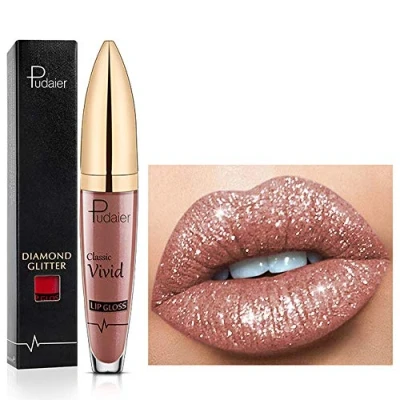 Imagen de Lápiz labial de brillo labios con diamante 18 colores líquido mate brillante, Barra antiadherente larga duración Labio suave natural (11)