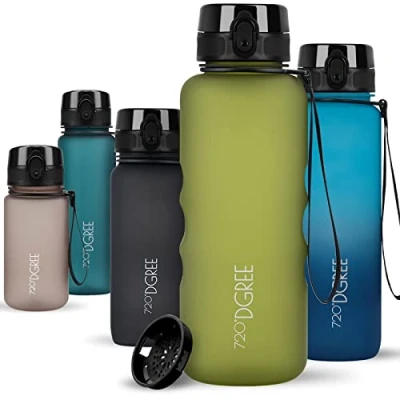 Imagen de 720DGREE Botella Agua 1,5 Litros “uberBottle“ Tamiz Fruta, softTouch Sin BPA, Prueba de Fuga, Reutilizable, Antigoteo XL Cantimplora, Water Bottle ideal para Fitness, Gimnasio, Deporte, Outdoor