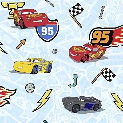 Imagen de Komar Disney TD5 0003 Papel pintado para habitación infantil (fieltro, 1 rollo, 10,05 x 0,53 m), diseño de Cars