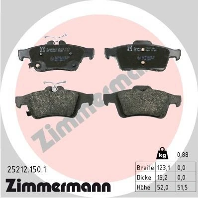 Imagen de ZIMMERMANN 25212.150.1 Juego de pastillas freno con avisador acústico desgaste FORD: FOCUS 3, 3 Turnier