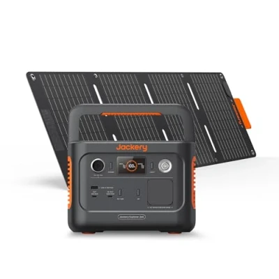 Imagen de Jackery Explorer 240 V2 Generador Eléctrico Solar Portátil con 40W Panel Solar, 256Wh Batería LFP, 300W Salida Max 2 Puertos USB C, Carga Completa Rápida de 1H para Exteriores, Camping, Emergencia