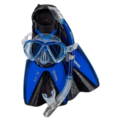Imagen de Mares Aquazone Set X One Marea, Conjunto con Máscara Tubo y Aletas de Snorkel Adultos, Unisex, Azul, L/XL