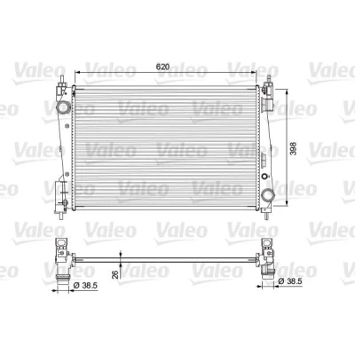 Imagen de VALEO 701717 Radiador, refrigeración del motor Aluminio 620 398 16 sin caperuza Aletas soldadas FIAT: Grande Punto Hatchback