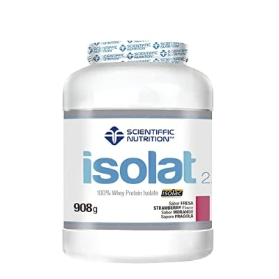 Imagen de Scientiffic Nutrition Isolat 2.0, Whey Protein, Suplemento de Proteina Aislada ISO con Lactasa, Suero Leche en Polvo 908g, Fresa.