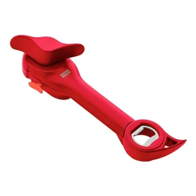 Imagen de KUHN RIKON Auto Safety Master Abrelatas multiusos, color rojo, sin bordes afilados, limpio y seguro, abre latas, botellas más