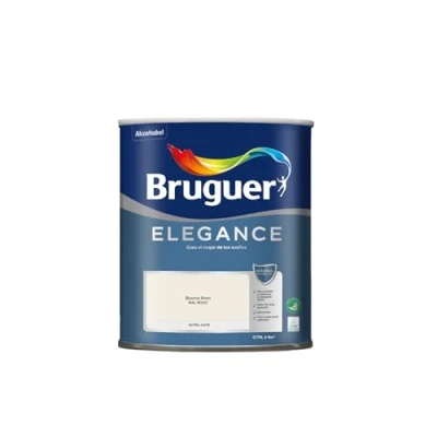Imagen de BRUGUER Elegance Pintura Monocapa Extra Mate para Paredes y Techos, Interior Exterior protegidos, Ultra Lavable, Resistente al Desgaste Manchas, Con conservante Antimoho, Blanco Roto 750 ml