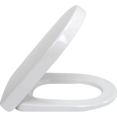 Imagen de asiento para inodoro Subway 2.0 de Villeroy &amp; Boch, con tapa y ancho confortable, fabricado Duroplast resistente, pieza recambio original, en forma D, color blanco, brillante