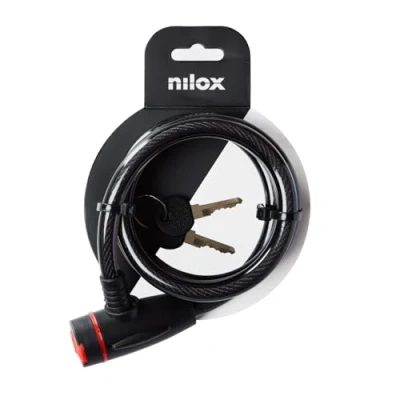 Imagen de Nilox Cable Lock, Candado Bicicleta Antirrobo con de Acero y Cubierta Plástico Blando, Cadena Longitud 1,3 Metros, 2 Llaves Incluidas