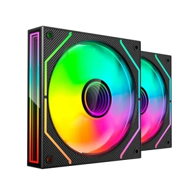 Imagen de MARS GAMING MF 3DPROX2, Kit 2x Ventiladores PWM 120mm, Iluminación ARGB Triple Infinity Mirror 360, Sistema de Control PWM, Rodamientos FDB, PC con Compatibilidad Total ARGB, Negro