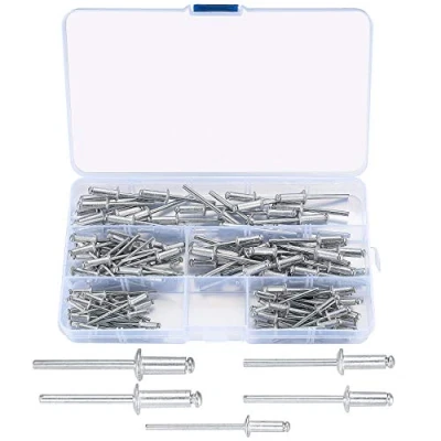 Imagen de 120 Piezas Remaches Ciegos de Aluminio, Pop, Aluminio para Alicates M3.2*10mm/M4*10mm/M4*12mm/M4.8*12mm/M4.8*14mm