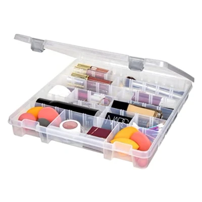 Imagen de ArtBin AB Designs 9101ABD Super Satchel delgado con divisores extraíbles, apilable, contenedor de organización para el hogar, transparente pestillos plateados y asa