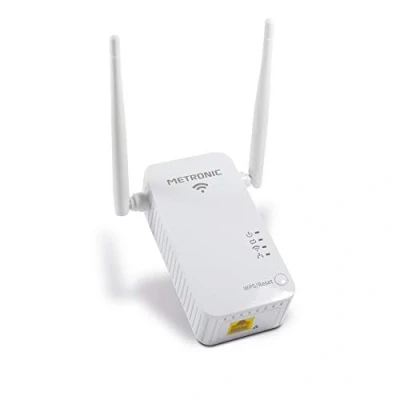 Imagen de Metronic 495432 repetidor WiFi, Amplificador WiFi Largo Alcance hasta 300Mbps, 2.4GHz, Extensor con / Ap WPS, señal Compatible routers y Fibra, 1 puerto Ethernet