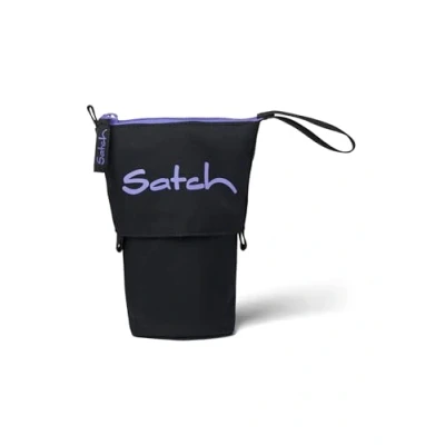 Imagen de satch Estuche extragrande, incluye compartimento separador, con cremallera, soporte para bolígrafos, escuadra, ventana horario, color morado y negro