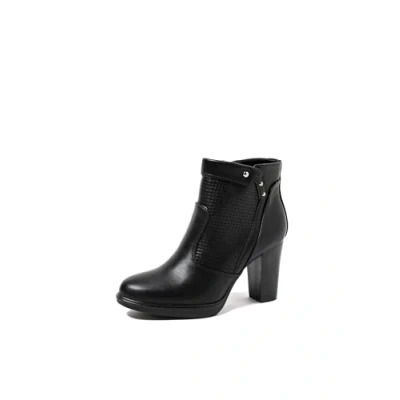 Imagen de QUEEN HELENA Botines perforados Botas de Punta con Tacón Casual Mujer X30 114, Negro , 38 EU