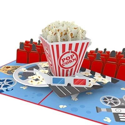 Imagen de MOKIO® Vale regalo cine Pop Up Tarjeta 3D para entradas de cine, invitación una visita al o noche Cheque emergente con sobre un cumpleaños
