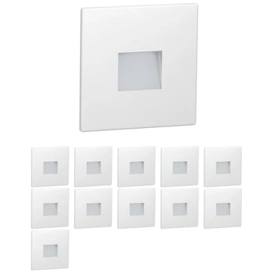 Imagen de ledscom.de 12 LED luz de escalera/luz pared empotrada FOW para interior y exterior, downlight, angular, 85 x 85mm, blanco frío