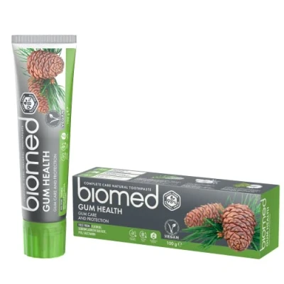Imagen de BIOMED Pasta de dientes 98 % natural Salud encías Fortalecimiento y protección Aceites esenciales salvia, eucalipto, romero cedro, apto para veganos, sin SLES 100 g